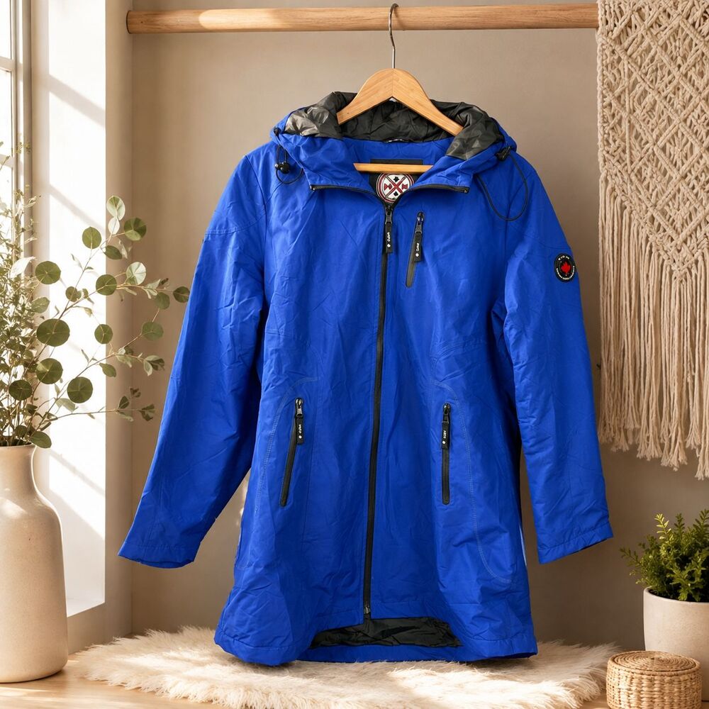 HFX Performance Apparel Women’s Blue Hooded Jacket Size L Full Zip Lightweight